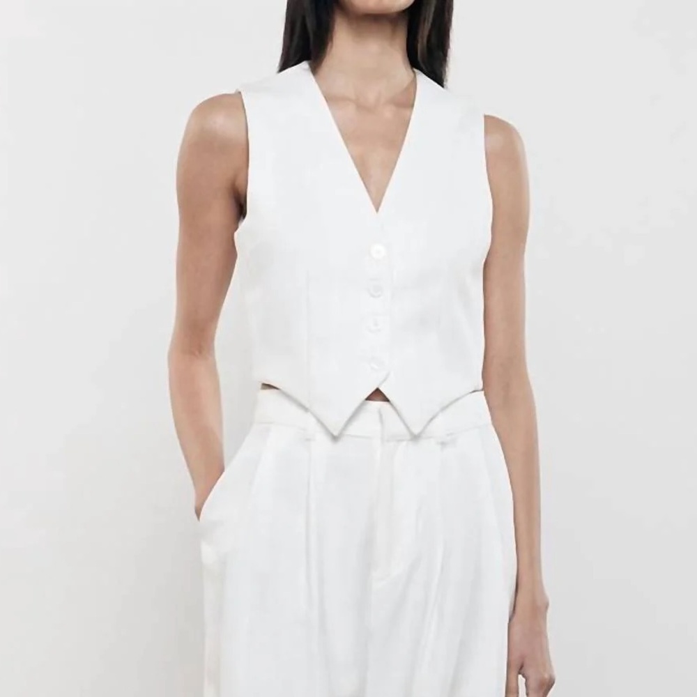Enza Costa Twill Vest in Off White Size 0/XS - NWOT!